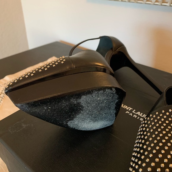 YSL Studded Janis Mary Jane Heel. Black. Size 38. - Picture 12 of 15